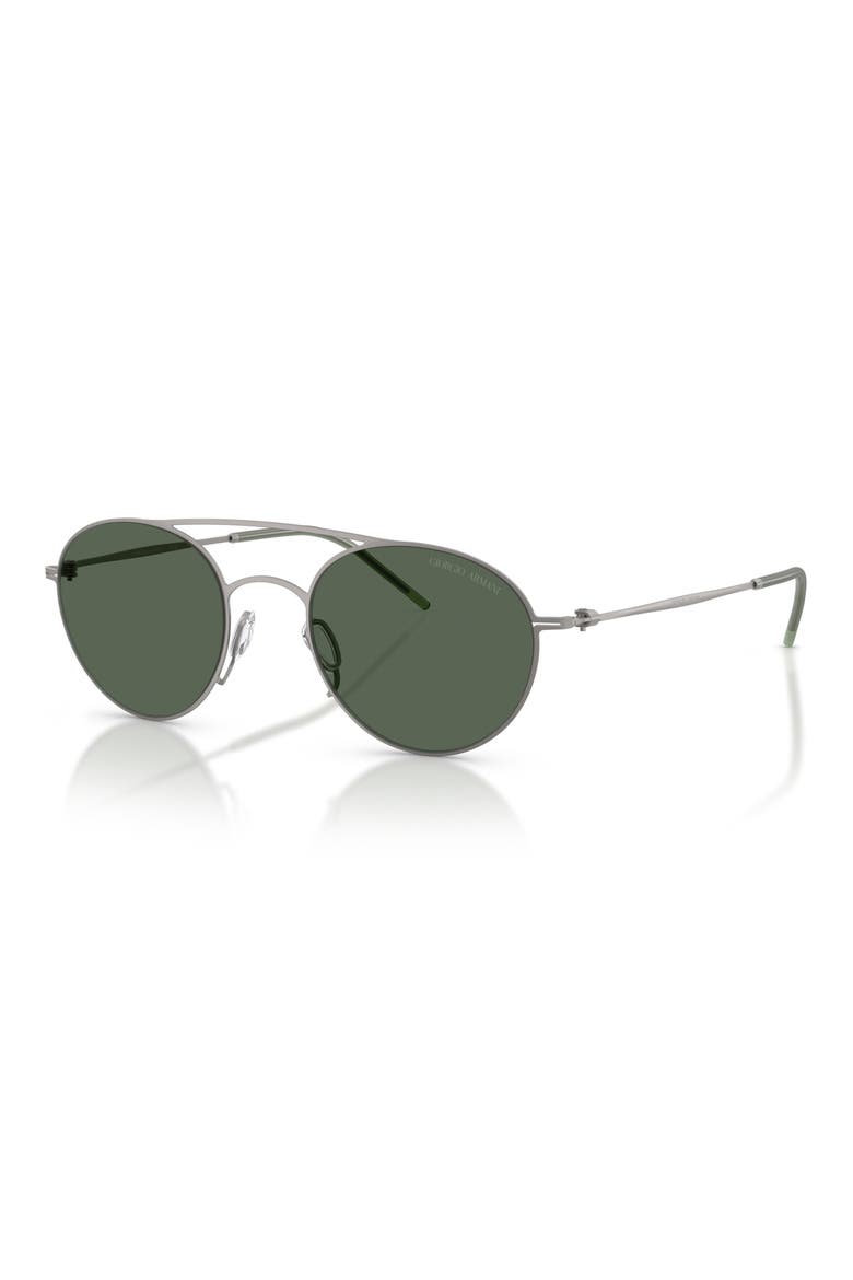 48mm Round Sunglasses, Alternate, color, MATTE GUNMETAL / DARK GREEN