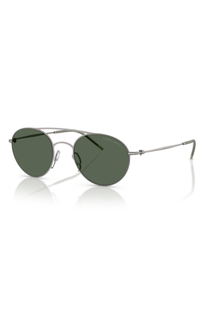 ARMANI 48mm Round Sunglasses, Alternate, color, Matte Gunmetal / Dark Green