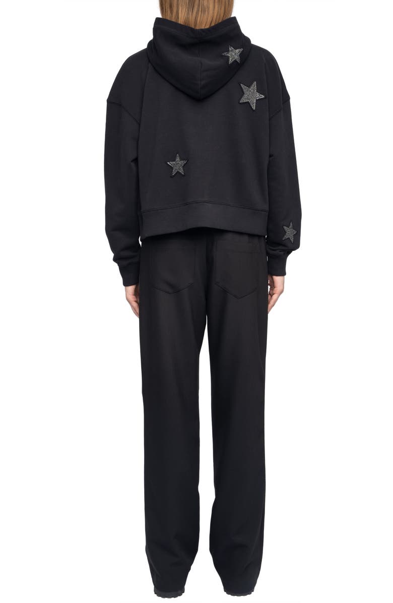 Zadig & Voltaire Mia Strass Rhinestone Star Hoodie, Alternate, color, Black