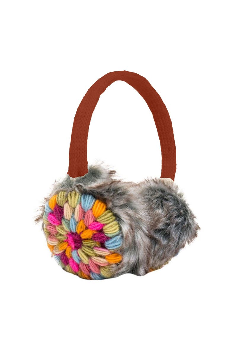 Hand Crochet Kaleidoscope Earmuffs, Alternate, color, Bottle Green Multi