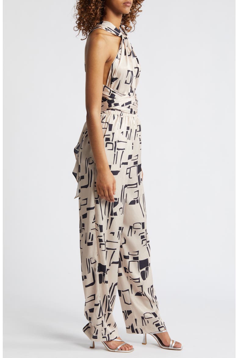 Umy Tukki Noir Print Convertible Jumpsuit, Alternate, color, BLACK