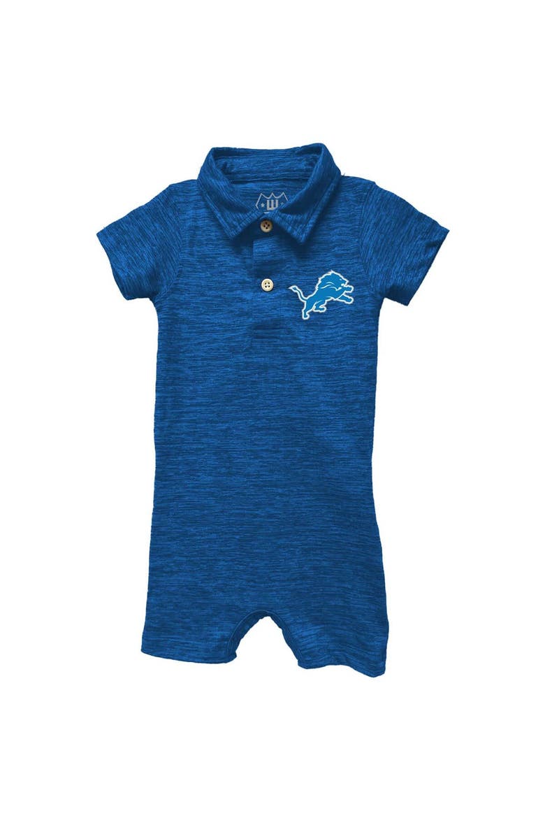 Infant Wes & Willy Blue Detroit Lions Short Leg Cloudy Yarn Polo Bodysuit, Alternate, color, Blue