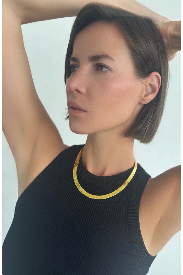 Herringbone Chain Necklace, Alternate, color, GOLD