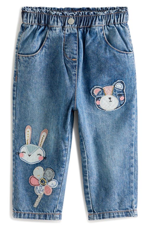 NEXT Kids' Character Patch Straight Leg Jeans in Blue 