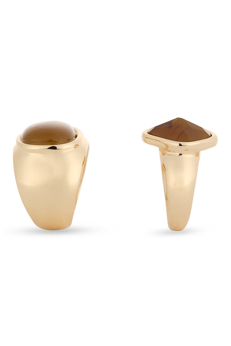 Set of 2 Signet Rings, Alternate, color, TORTOISE- GOLD