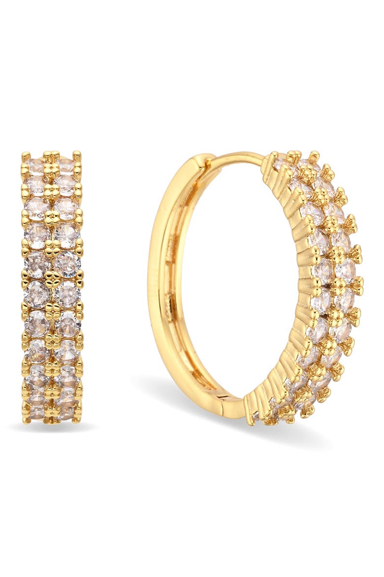 Cassandra Cubic Zirconia Set of 3 Hoop Earrings, Alternate, color, GOLD