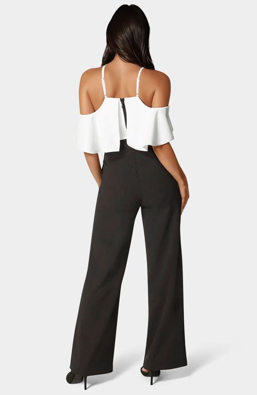Bebe Cold Shoulder Palazzo Leg Jumpsuit In Multi