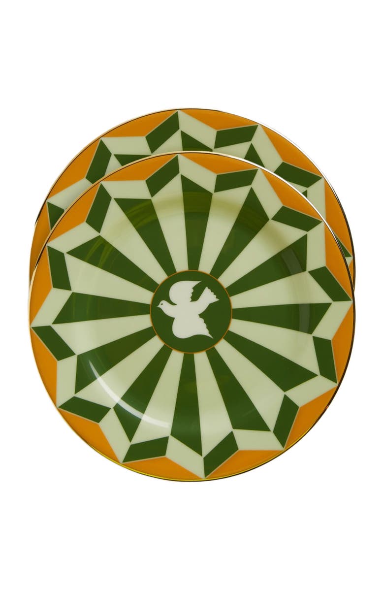 La DoubleJ Dessert Plates Set Of 2 Roman Dove Bosco Dark Green, Main, color, Roman Dove Bosco Dark Green