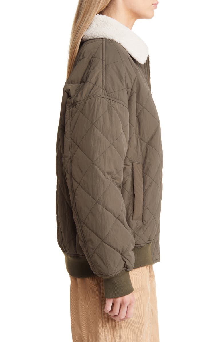 Thread & Supply Faux Shearling Collar Dad Jacket, Alternate, color, Burnt Olive