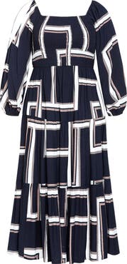 City Chic Leila Print Long Sleeve Maxi Dress