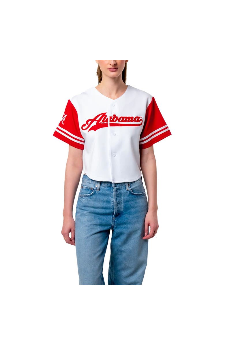 Established & Co. Women's Established & Co. White Alabama Crimson Tide Baseball Jersey Cropped T-Shirt, Main, color, White