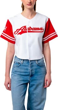 Established & Co. Women's Established & Co. White Alabama Crimson Tide Baseball Jersey Cropped T-Shirt