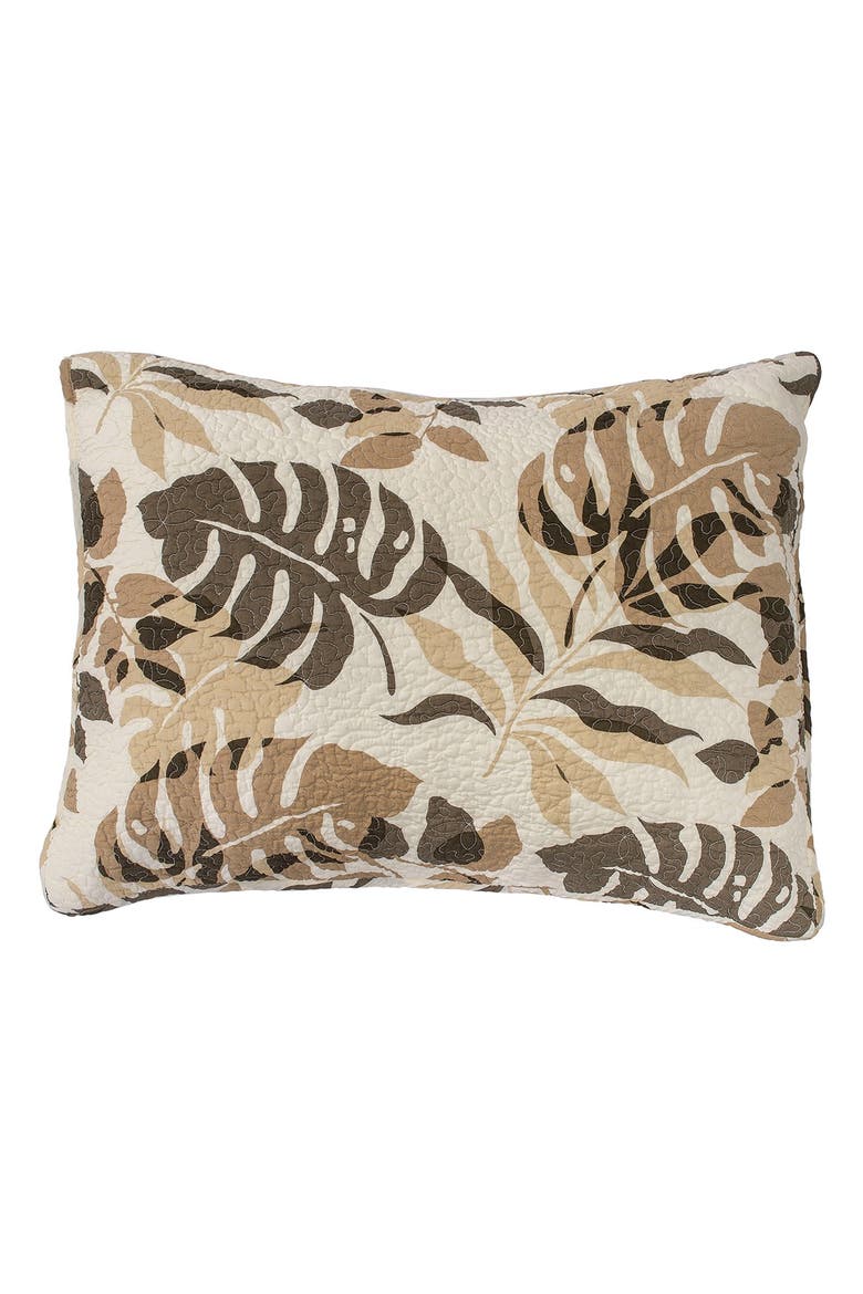 Silhouette Palm Cotton Quilt Set  - Reversible and Machine Washable, Alternate, color, Brown