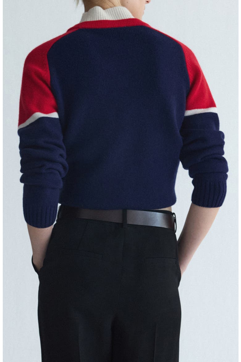 Contrast Wool Blend Sweater, Alternate, color, NAVY
