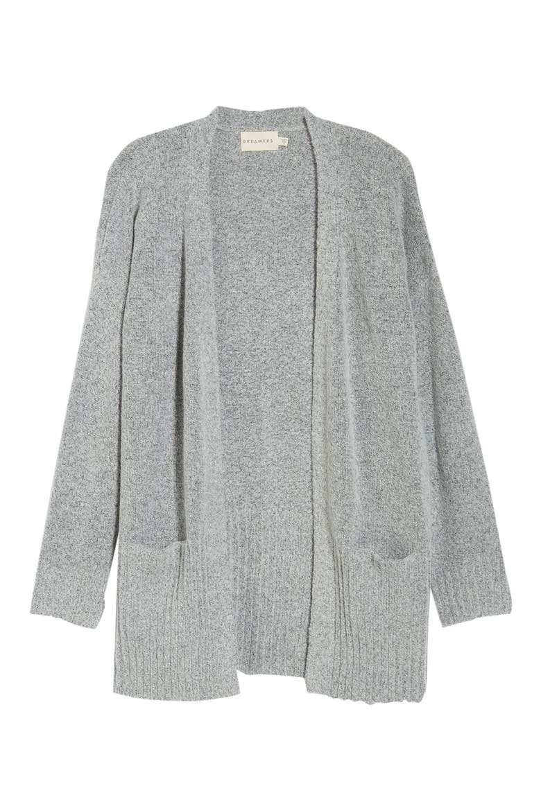 Rib Edged Open Cardigan, Alternate, color, GREY