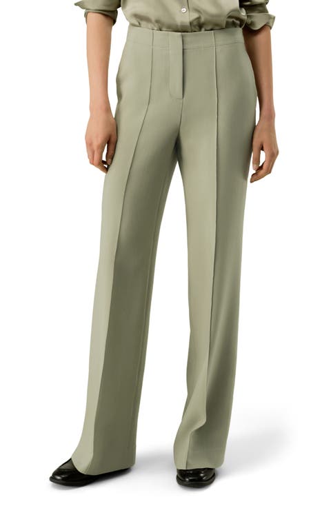 Women's Silk-Wool Twill Flare Pants