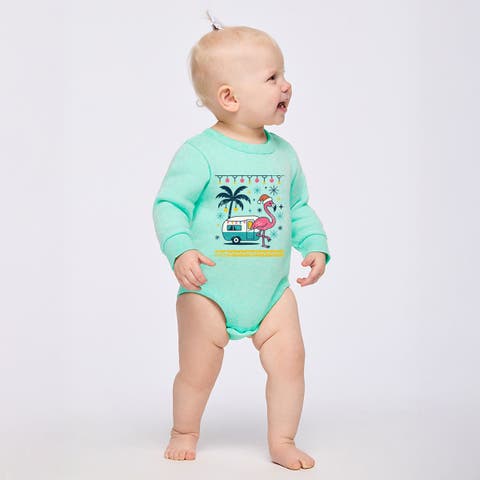 Ugly Sweater Flamingo Fleece Bodysuit (baby)