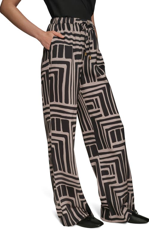 Donna Karan New York Geo Print Wide Leg Pants In Black