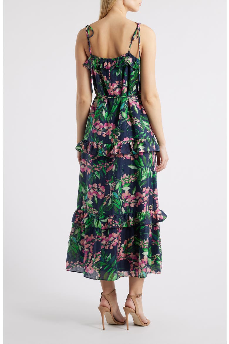 Tie Strap Tiered Maxi Dress, Alternate, color, NAVY MULTI