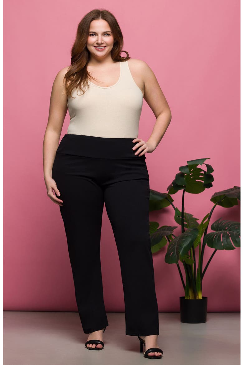 High Waist Straight Leg Pants, Alternate, color, BLACK