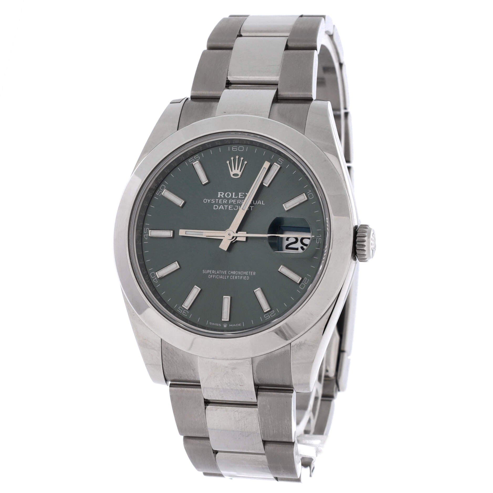 Oyster Perpetual Datejust Mint Green Automatic Watch Stainless Steel 41, Alternate, color, Metallic Silver
