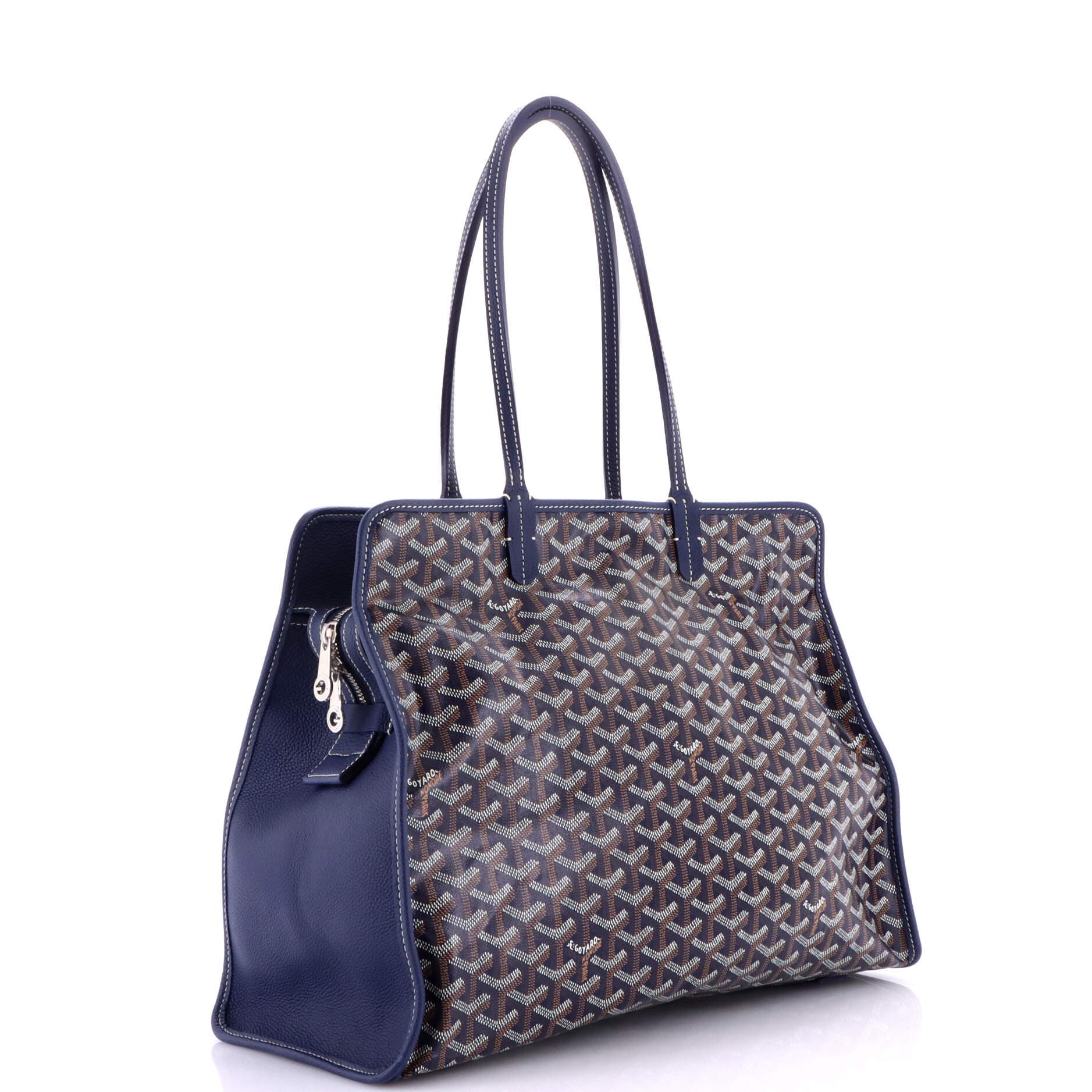 Pre-Owned Goyard Hardy Pet Carrier Coated Canvas PM, Alternate, color, Blue