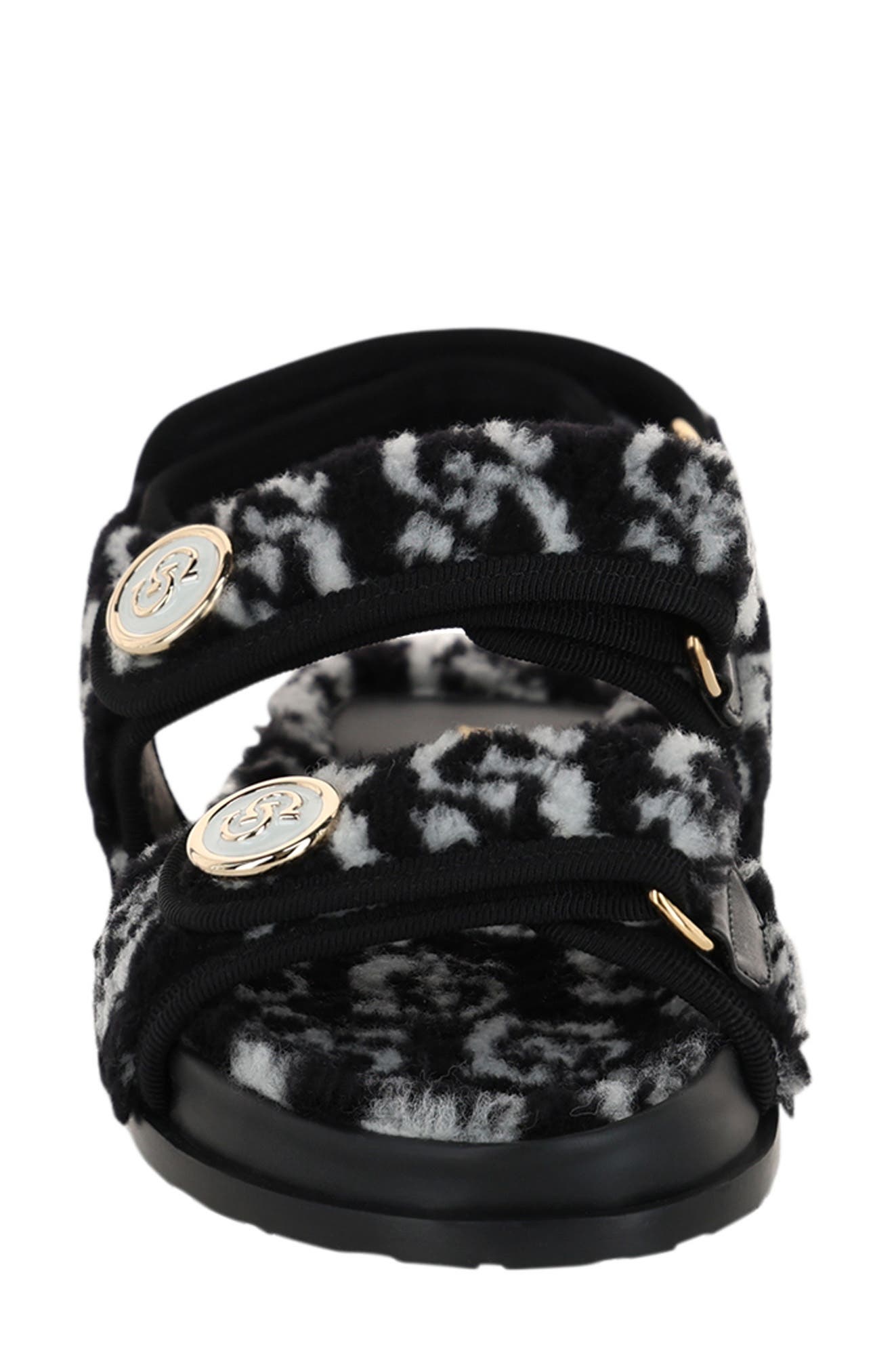 FERRAGAMO Keita J Gal Genuine Shearling Sandal, Alternate, color, Black