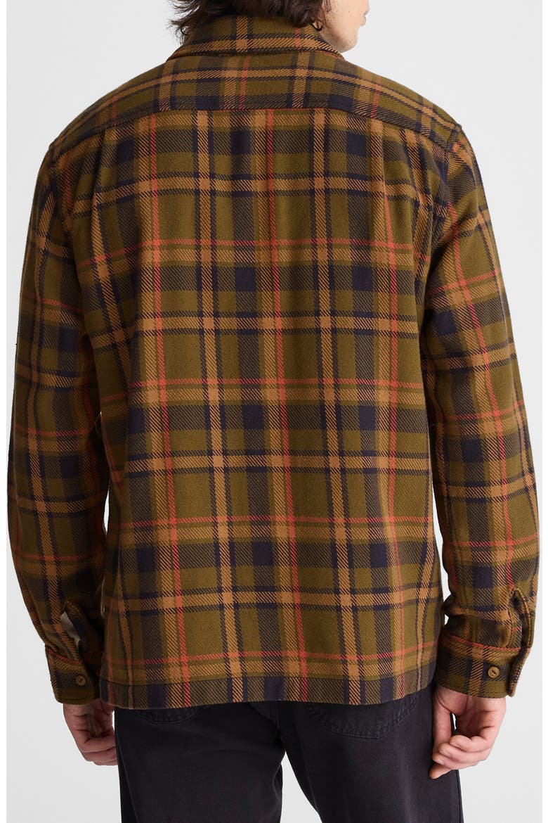 Plaid Midweight Flannel Button-Up Shirt, Alternate, color, OLIVE PLAID