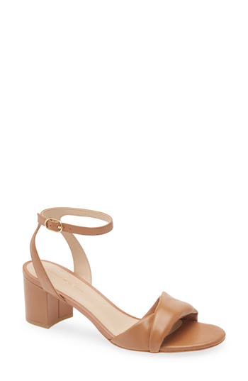 Stuart Weitzman Nudist Block Heel Sandal In Tan