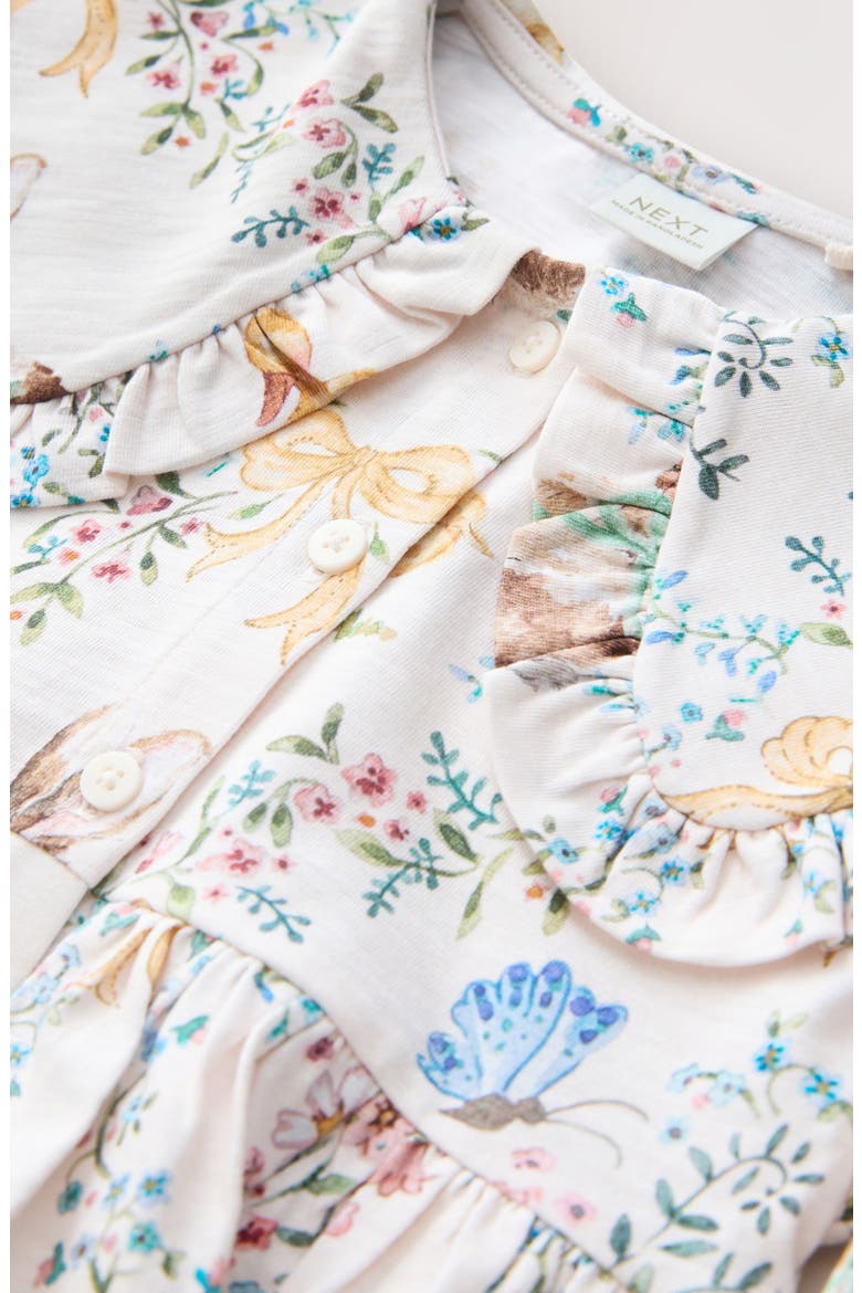 Kids' Floral Long Sleeve Cotton Dress, Alternate, color, CREAM