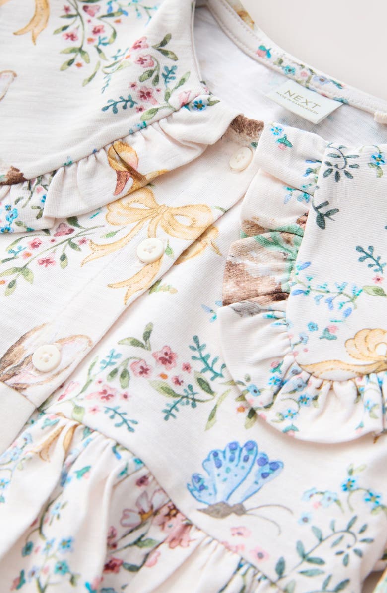 NEXT Kids' Floral Long Sleeve Cotton Dress, Alternate, color, Cream