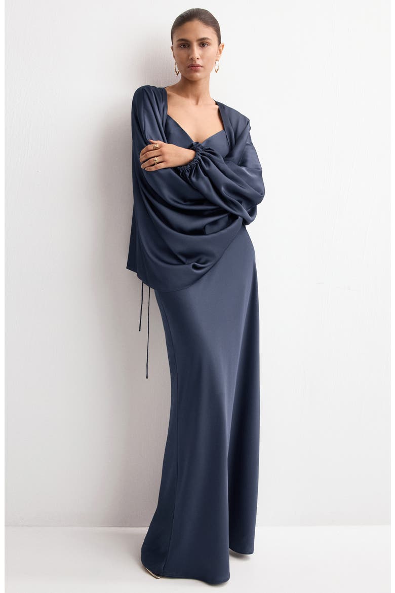 Satin Maxi Skirt, Alternate, color, NIGHT BLUE