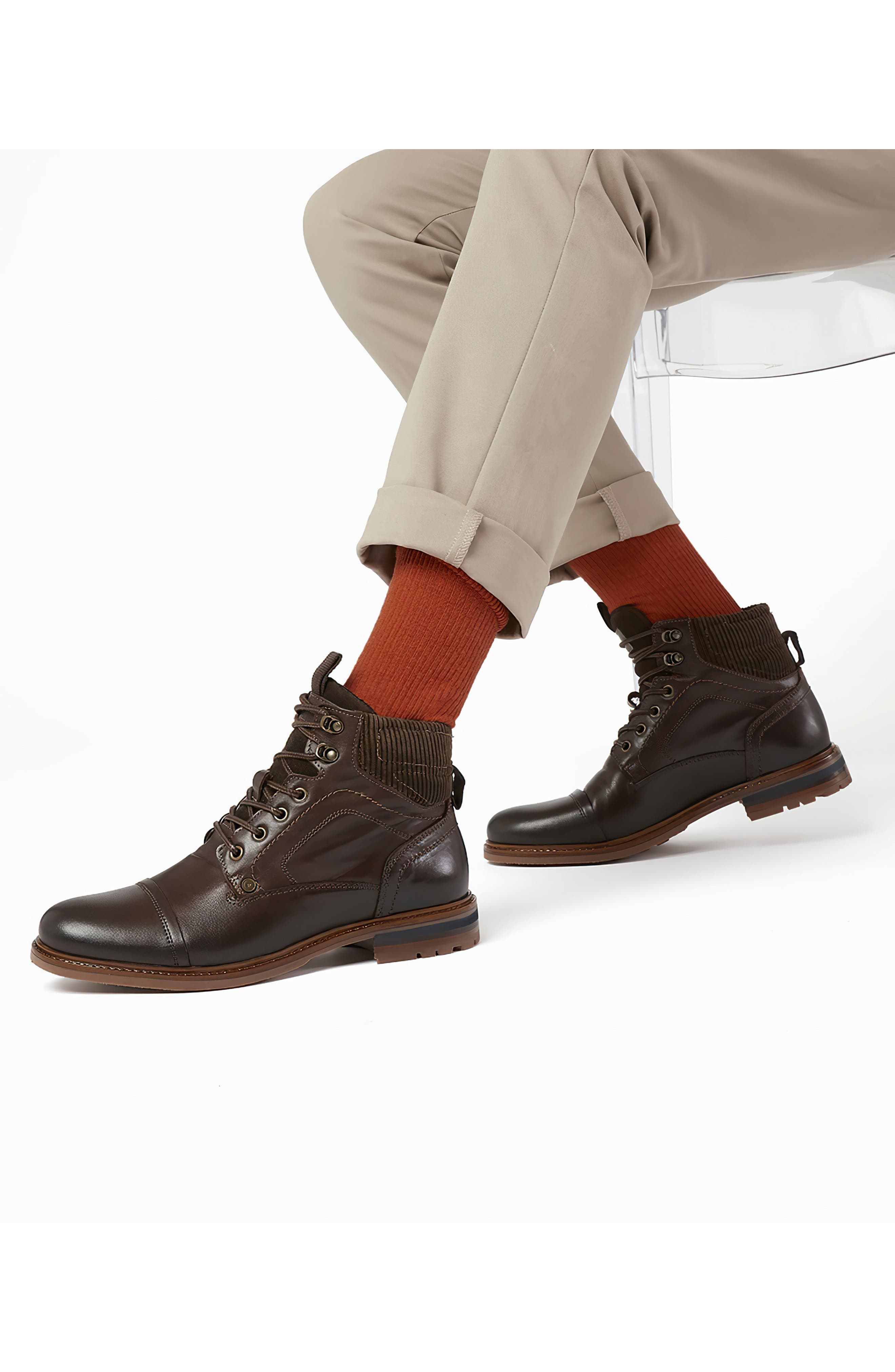 Dune London Candor Lace-Up Cap Toe Boot, Alternate, color, 