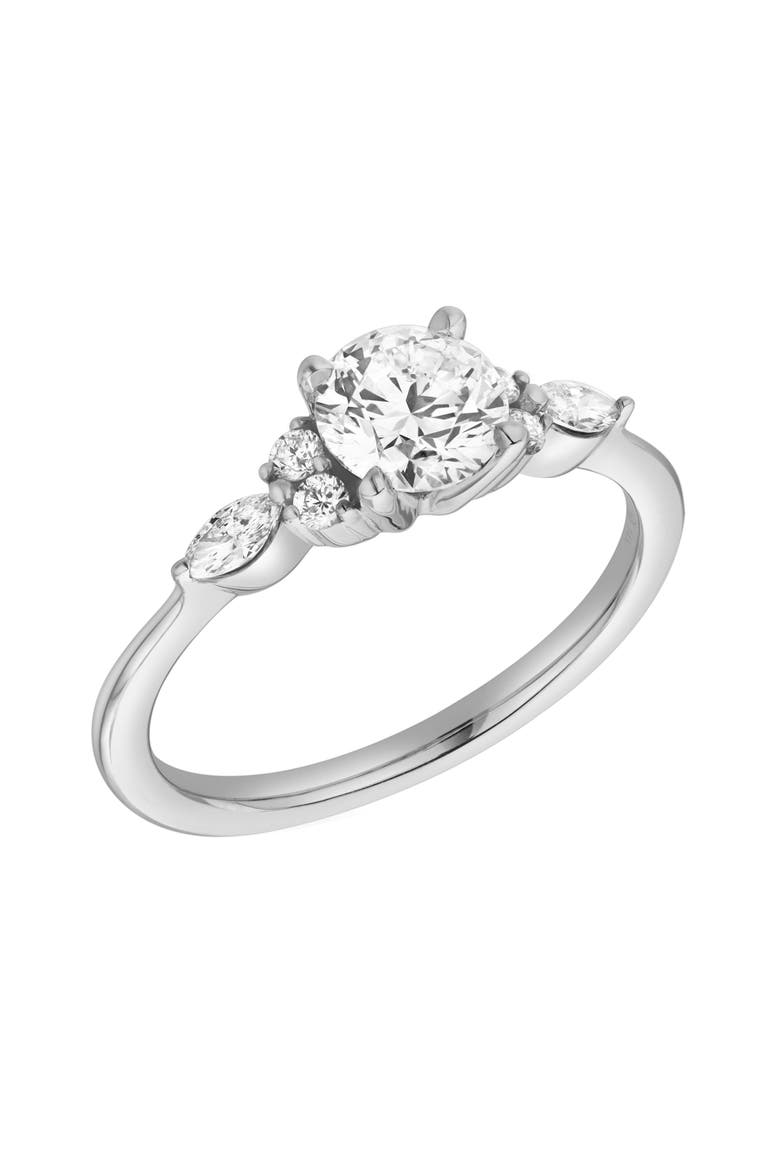 Elora 14K Gold Round & Marquise Cut Lab Grown Diamond Engagement Ring - 1 Ct, Alternate, color, 14K White Gold
