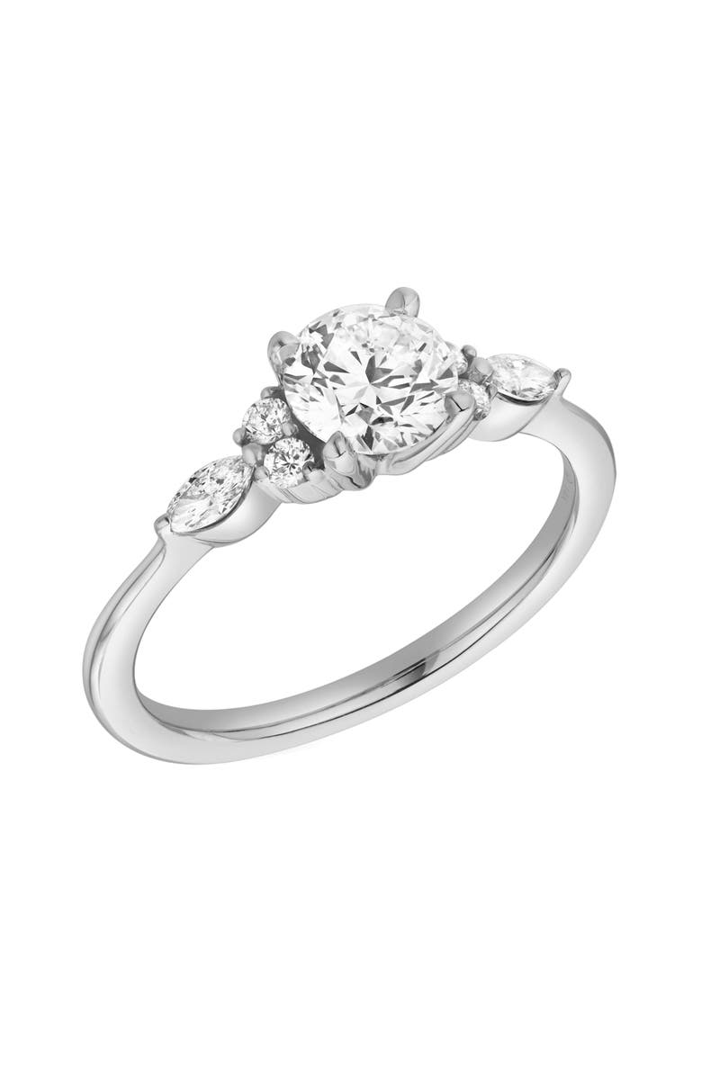 LuvMyJewelry Elora 14K Gold Round & Marquise Cut Lab Grown Diamond Engagement Ring - 1 Ct, Alternate, color, 14K White Gold