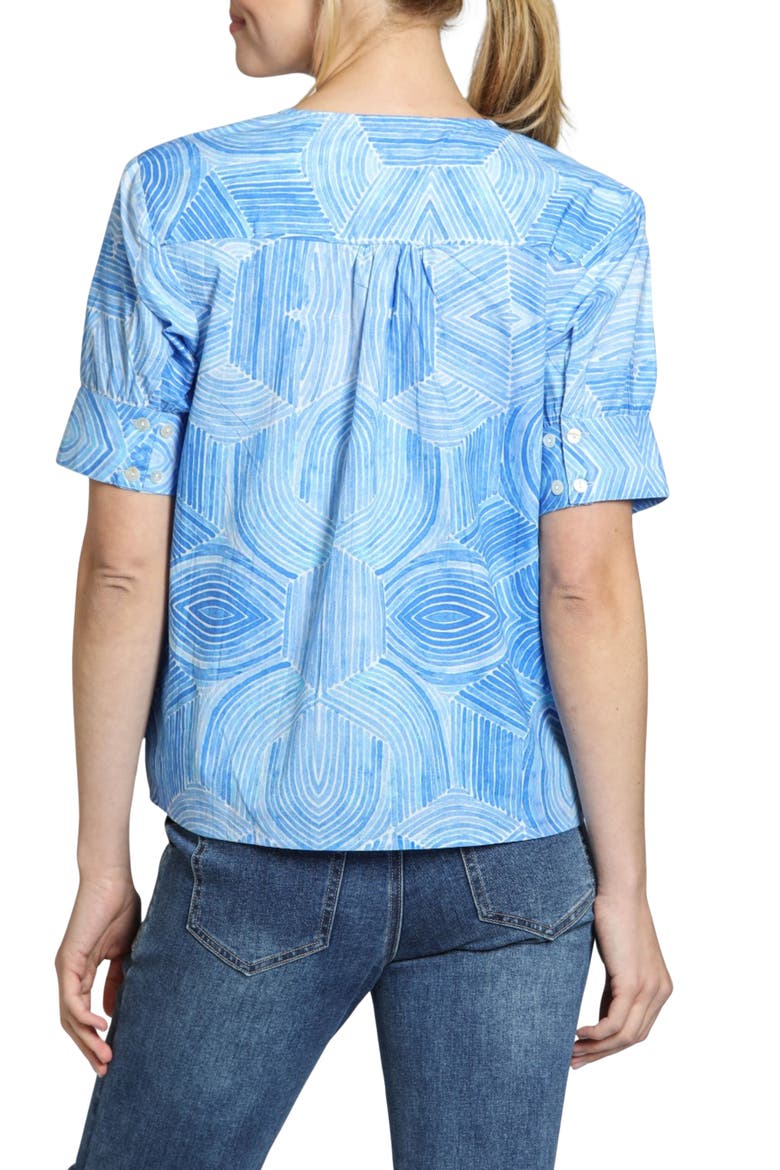 Print Short Sleeve Top, Alternate, color, BLUE/ WHITE