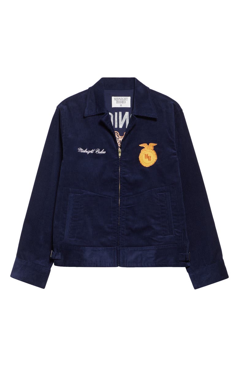 MIDNIGHT RODEO FFA Chainstitch Cotton Corduroy Trucker Jacket, Alternate, color, Navy