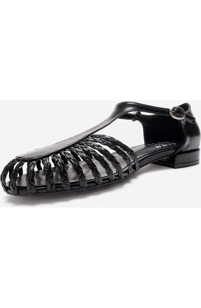 Prologue Shoes Onos Woven T Strap Sandal, Alternate, color, Black