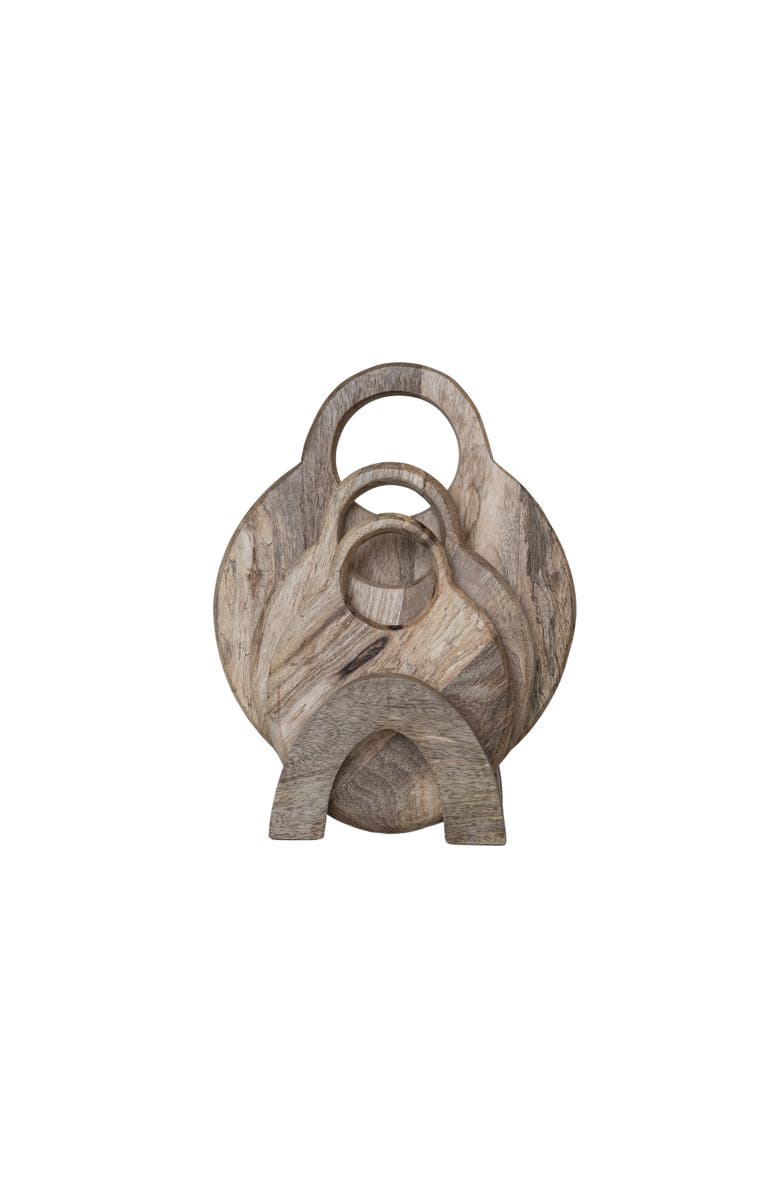 Storied Home 3-Piece Round Mango Wood Cutting Boards in Various Sizes with Stand, Natural, Main, color, Natural