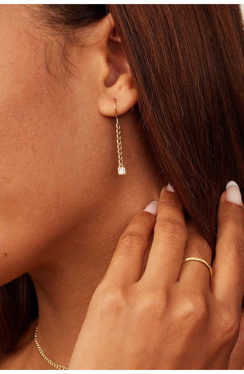 Oradina 14K Gold Dazzle Me Curb Drop Earrings, Alternate, color, Gold - White Zirconia