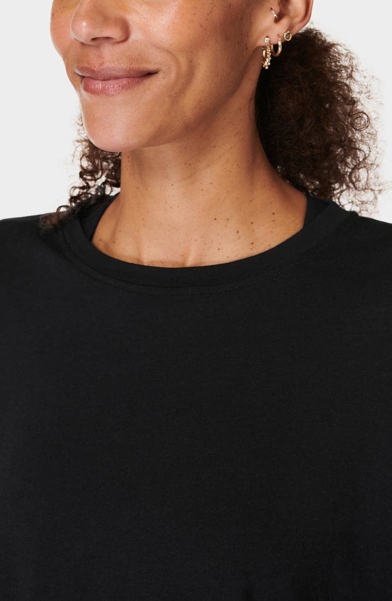 Sweaty Betty Essential Long Sleeve Organic Cotton Blend Crop T-Shirt, Alternate, color, Black
