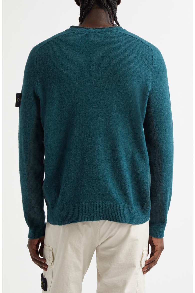 Compass Logo Patch Cotton Blend Crewneck Sweater, Alternate, color, BOTTLE GREEN