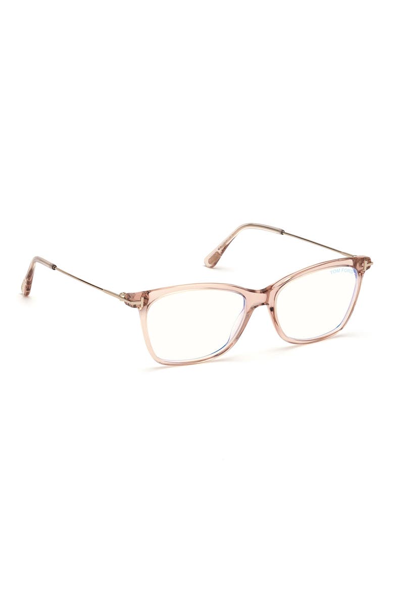 50mm Square Optical Glasses, Alternate, color, PINK ROSE GOLD / BLUE BLOCK