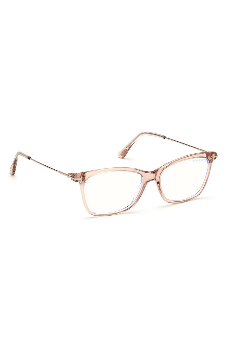 TOM FORD 50mm Square Optical Glasses, Alternate, color, Pink Rose Gold / Blue Block