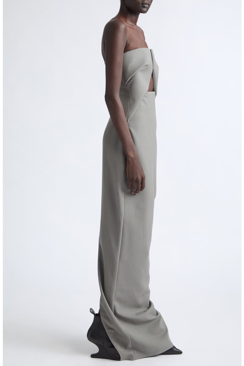 Abito Prong Cutout Strapless Wool Blend Gown, Alternate, color, STEEL