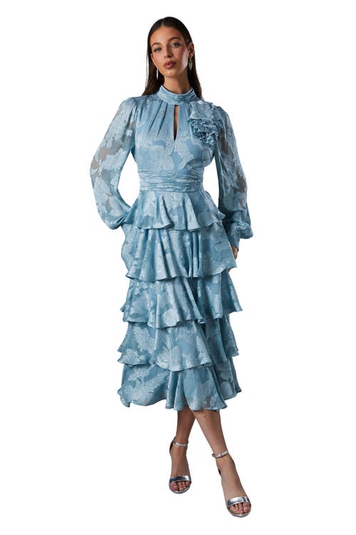 Coast Jacquard Tiered Maxi Dress In Blue