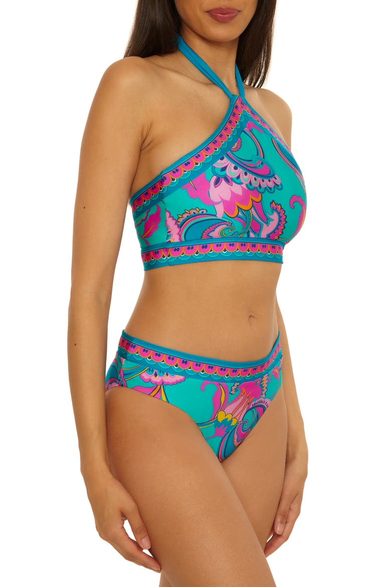 Mykonos High Neck Bikini Top, Alternate, color, MULTI