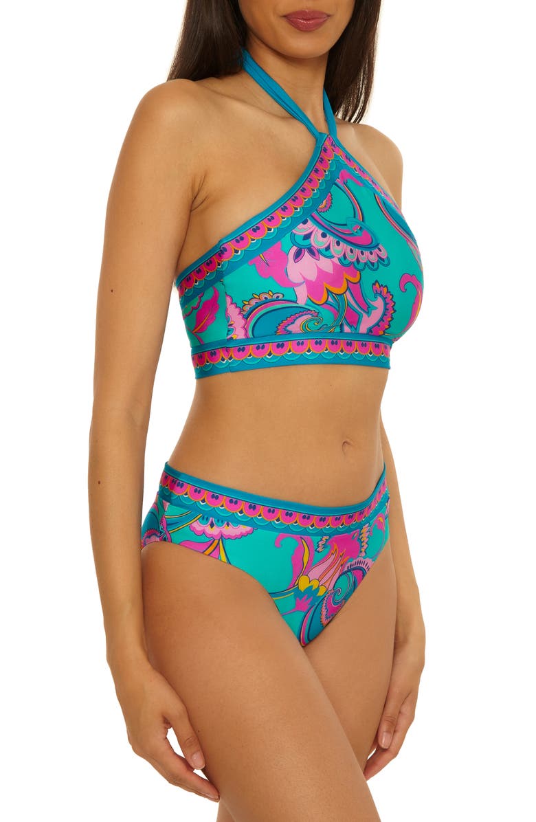 Trina Turk Mykonos High Neck Bikini Top, Alternate, color, Multi