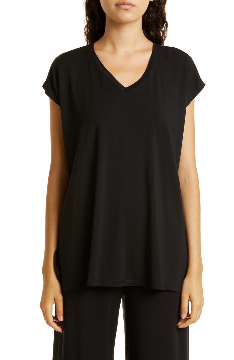 Eileen Fisher V-Neck Long Boxy Top, Main, color,