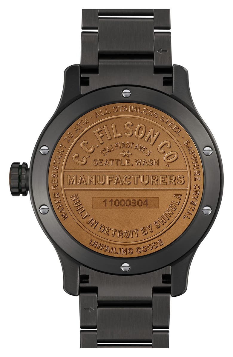 Filson 'The Mackinaw Field' Bracelet Watch, 43mm, Alternate, color, 